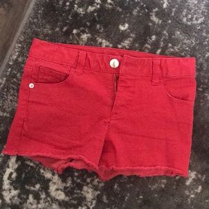 Girls red denim shorts